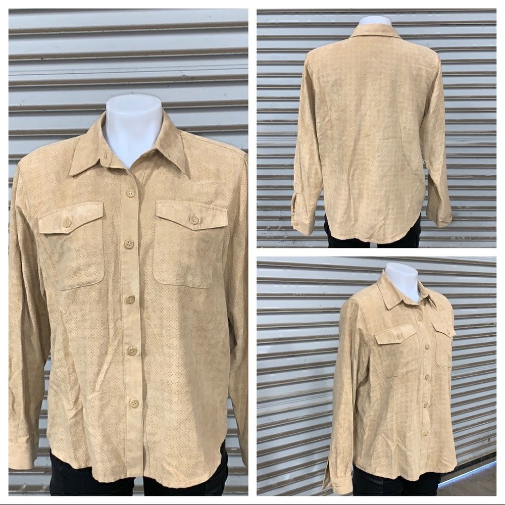 Alfred Dunner size 12p button down faux suede top